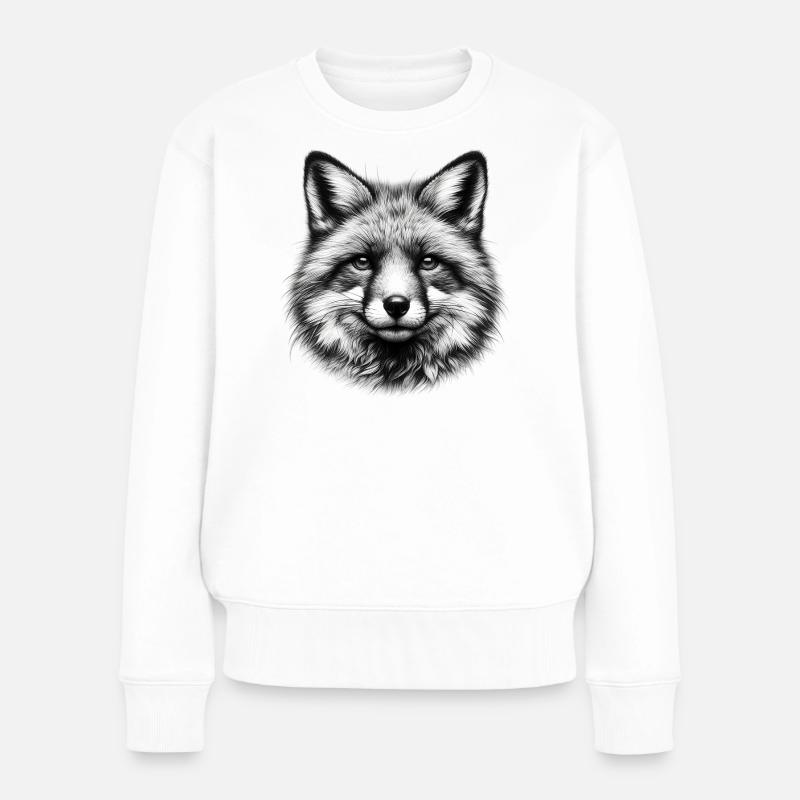 Fuchs - Frauen Premium Bio Pullover - Weiß