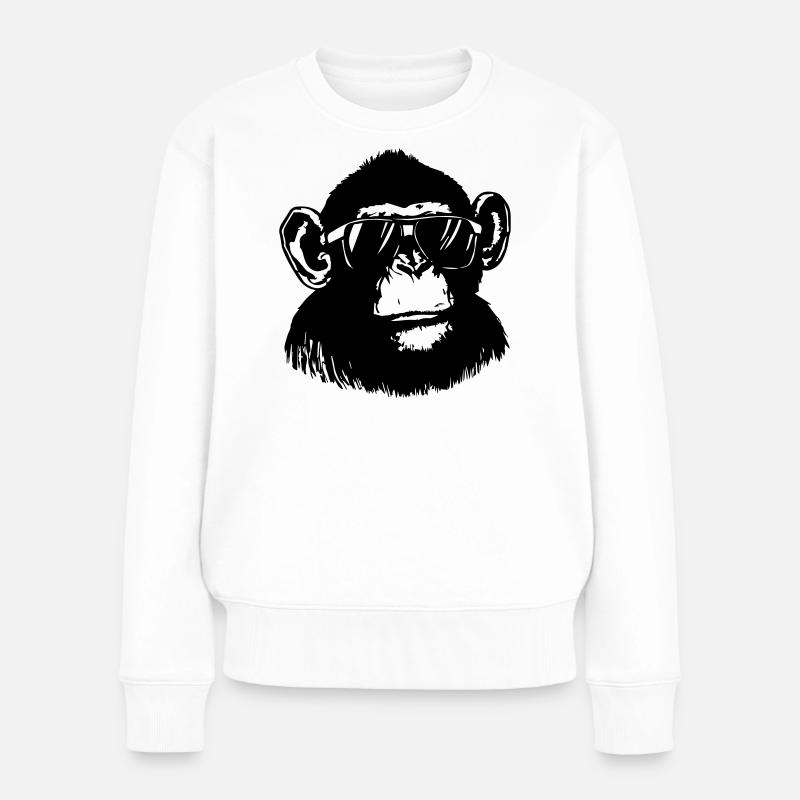 Cooler Affe - Frauen Premium Bio Pullover - Weiß