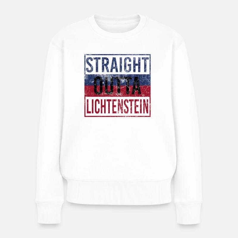 Straight Outta Lichenstein - Frauen Premium Bio Pullover - Weiß