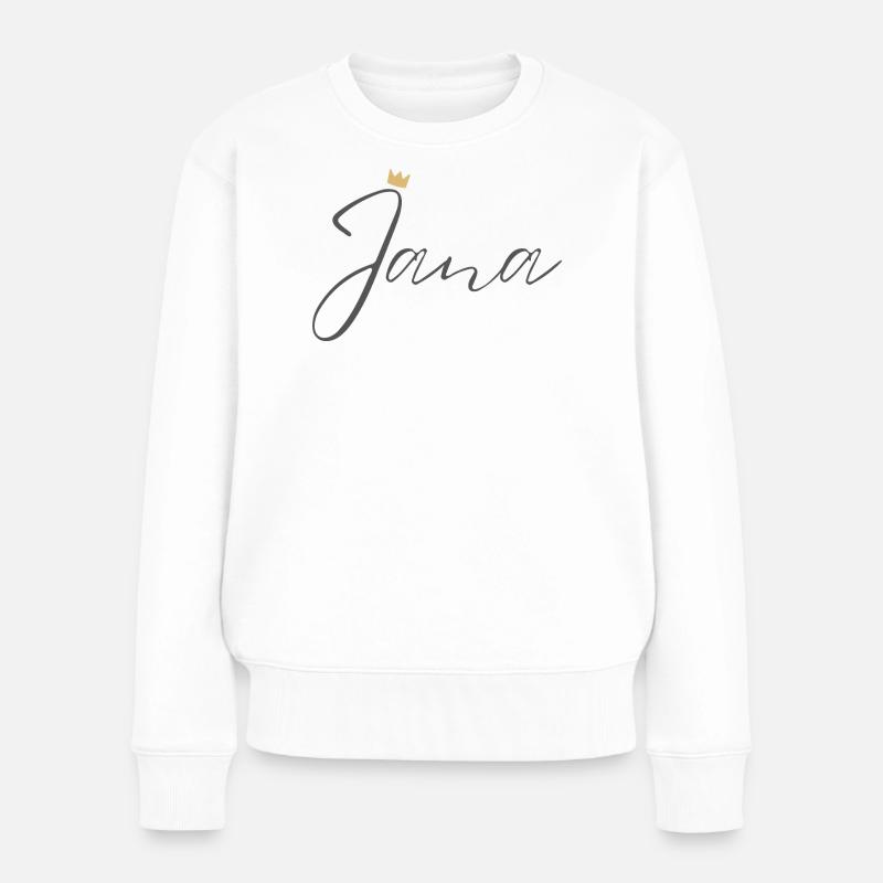 Prinzessin Jana Crown Hemd – Name mit Buchstabe J - Frauen Premium Bio Pullover - Weiß