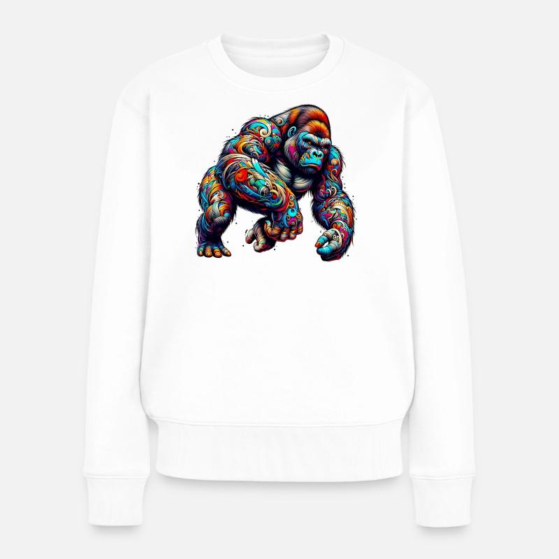Gorilla - Frauen Premium Bio Pullover - Weiß