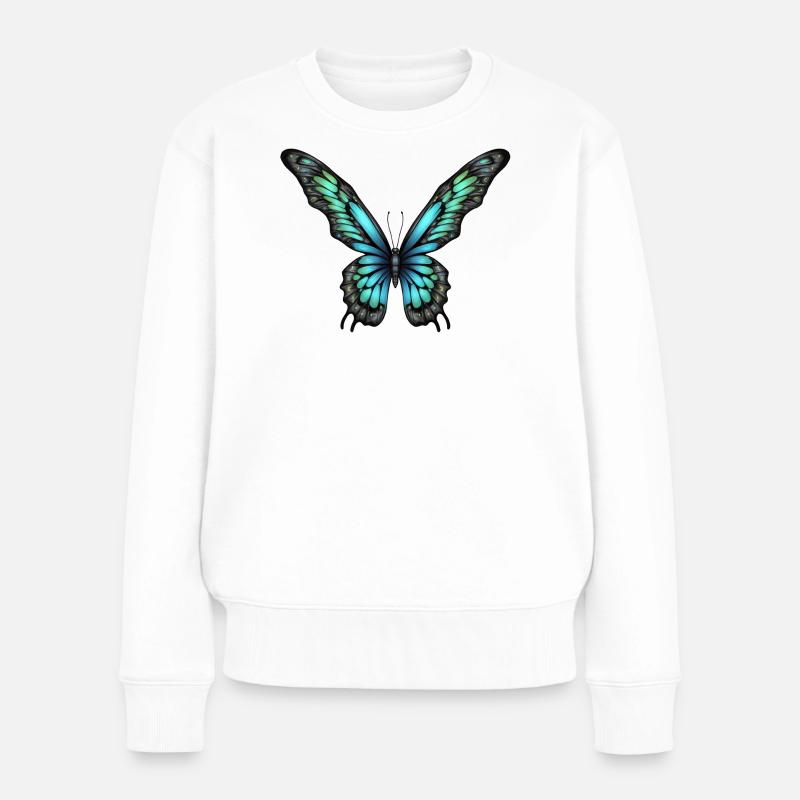 Leuchtende Schmetterlingselfe - Frauen Premium Bio Pullover - Weiß