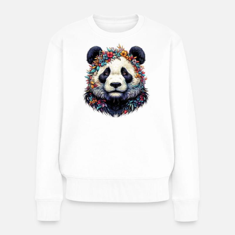 Panda - Frauen Premium Bio Pullover - Weiß