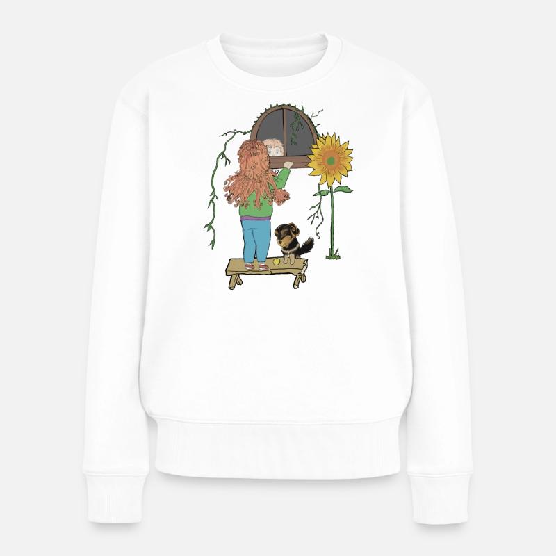 Hunde & Kinder & Bälle - Frauen Premium Bio Pullover - Weiß