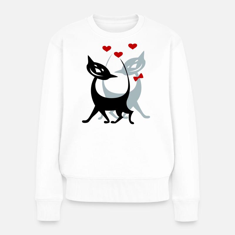 verliebte Katzen - Frauen Premium Bio Pullover - Weiß