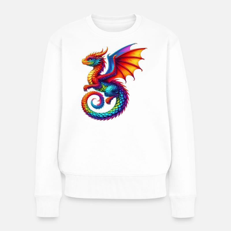Drache - Frauen Premium Bio Pullover - Weiß