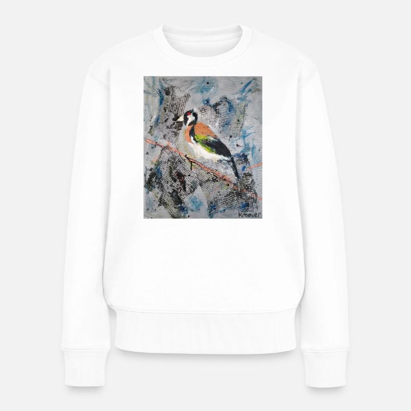 Peinture acrylique avec Stiglitz sur branche d’arbre - Pull Premium bio Femme - blanc
