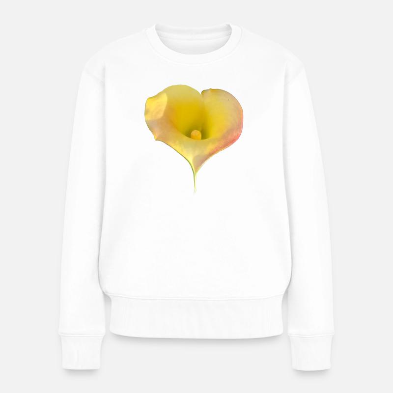GELBE CALLA-LILIE - Frauen Premium Bio Pullover - Weiß