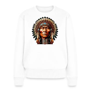 Amérindien Peau rouge d’Amérique - Pull Premium bio Femme - blanc - Devant - Julia (174cm)