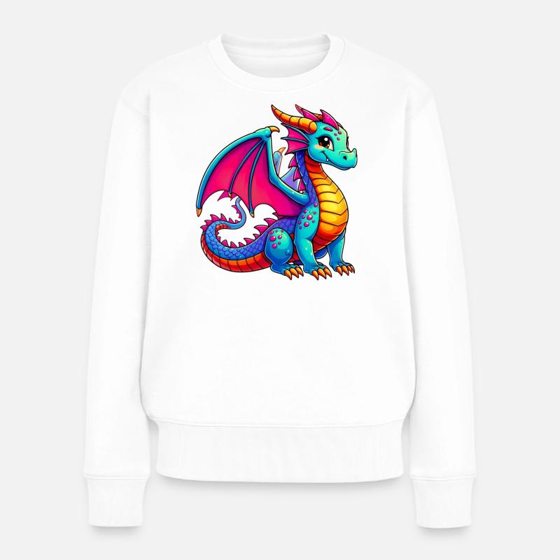 Drache - Frauen Premium Bio Pullover - Weiß