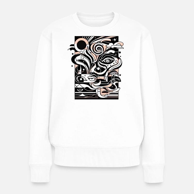 Linienpoesie: Gesichtsstudie - Frauen Premium Bio Pullover - Weiß
