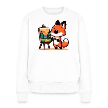 Fox Palette: Der Waldmaler - Frauen Premium Bio Pullover - Weiß - Vorne - Julia (174cm)
