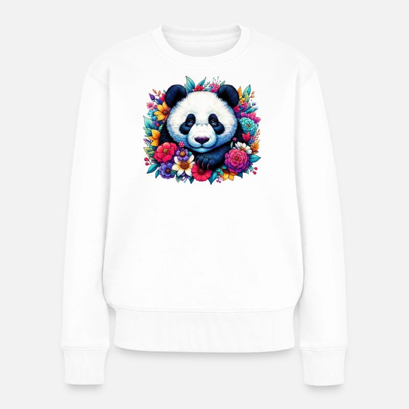 Panda - Frauen Premium Bio Pullover - Weiß