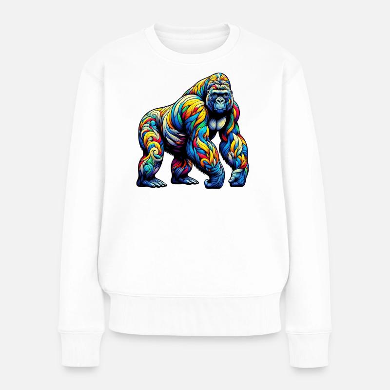 Gorilla - Frauen Premium Bio Pullover - Weiß