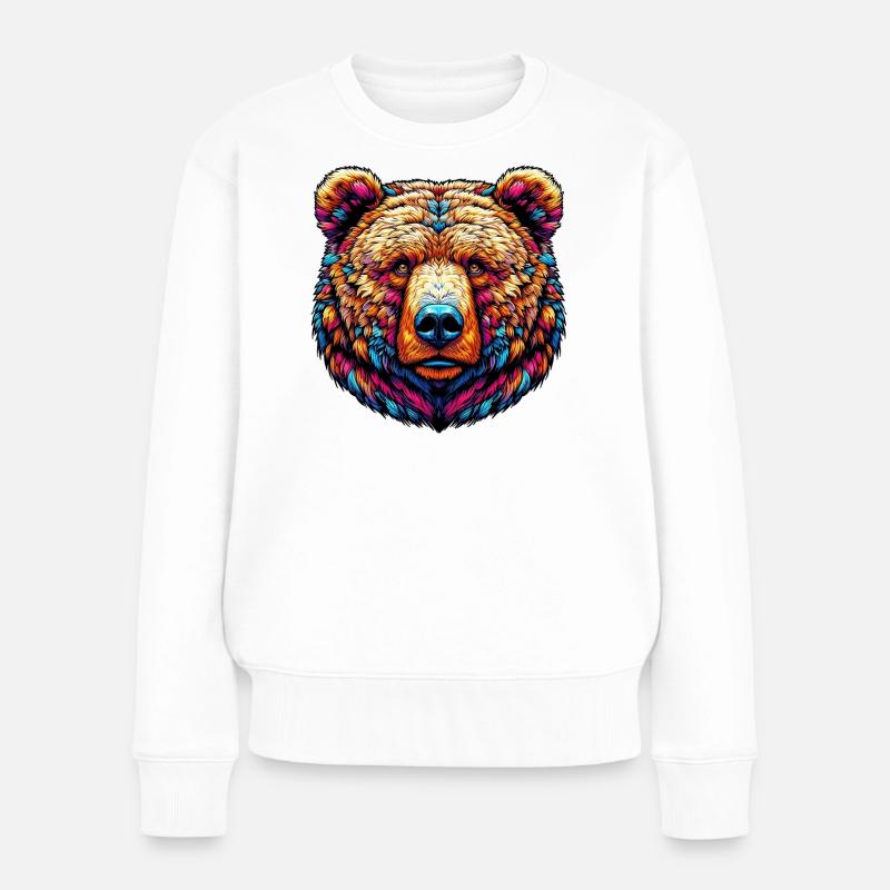 Bär - Frauen Premium Bio Pullover - Weiß