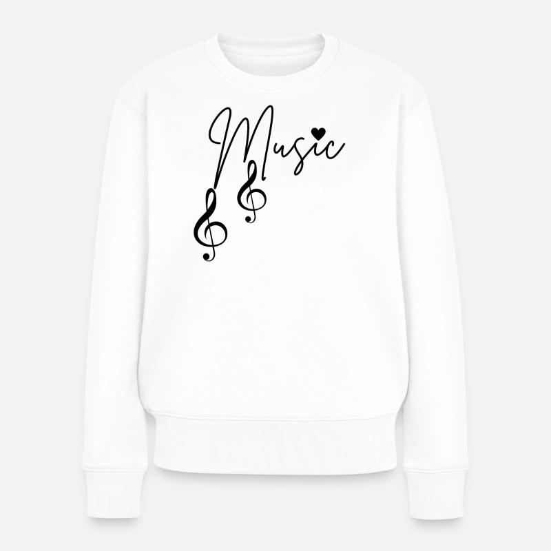 Musiknoten - Frauen Premium Bio Pullover - Weiß