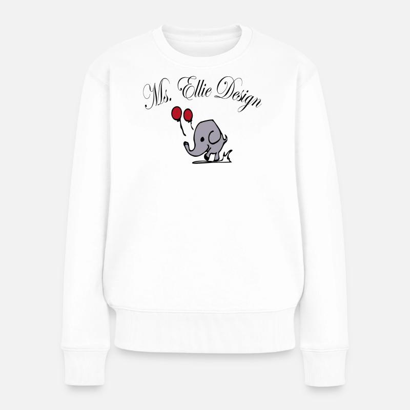 Elefantendame mit Luftballons - Frauen Premium Bio Pullover - Weiß