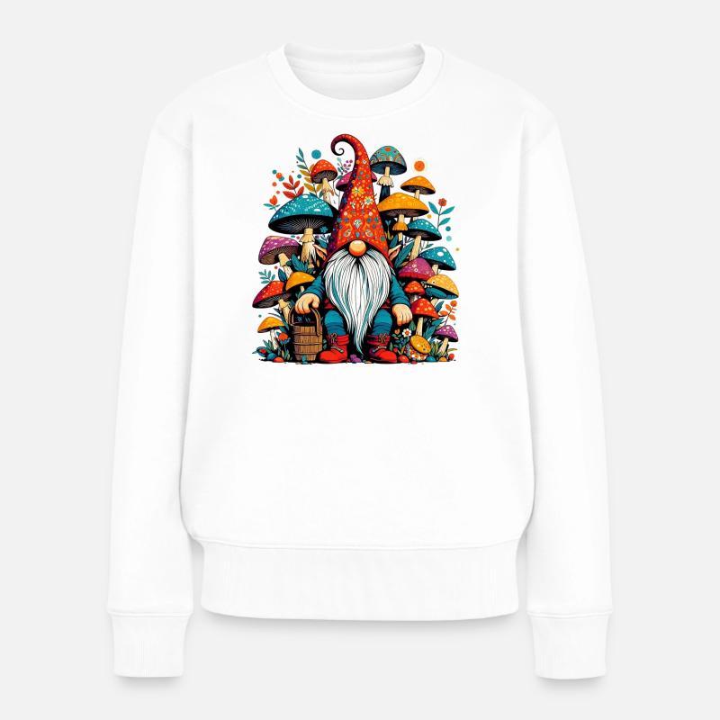 Gnome aux champignons - Pull Premium bio Femme - blanc