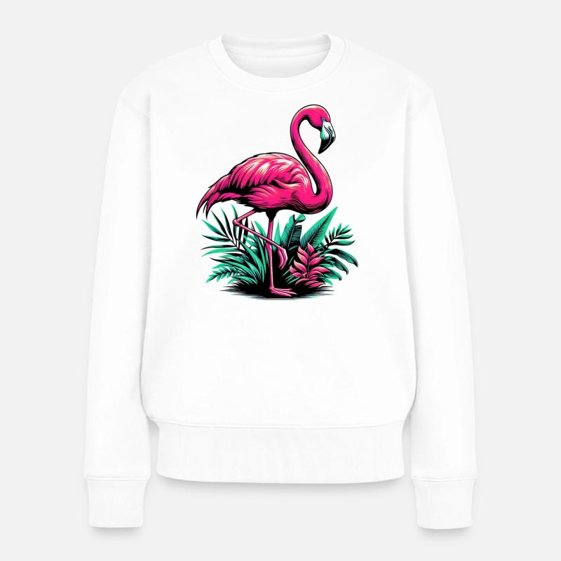 Flamingo - Frauen Premium Bio Pullover - Weiß
