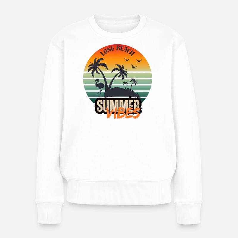 Summer time Palm beach Holiday Sommerzeit Urlaub - Frauen Premium Bio Pullover - Weiß
