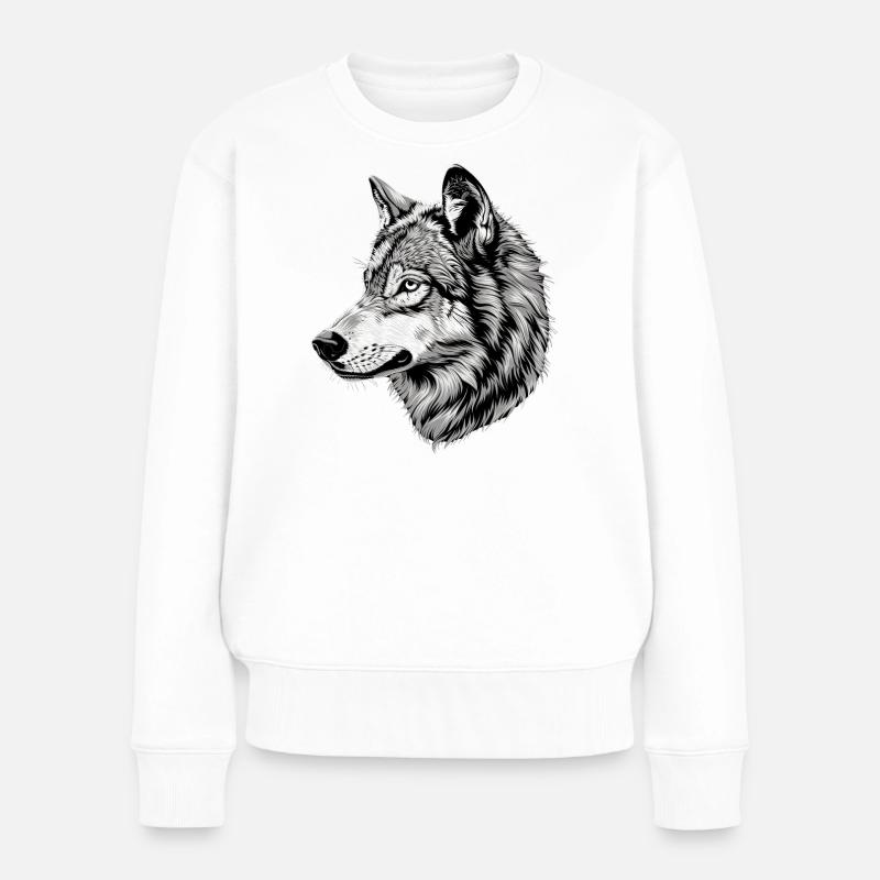 Wolf Motiv Wölfe Wolfsrudel Grauer Wolfshund Wolfs - Frauen Premium Bio Pullover - Weiß