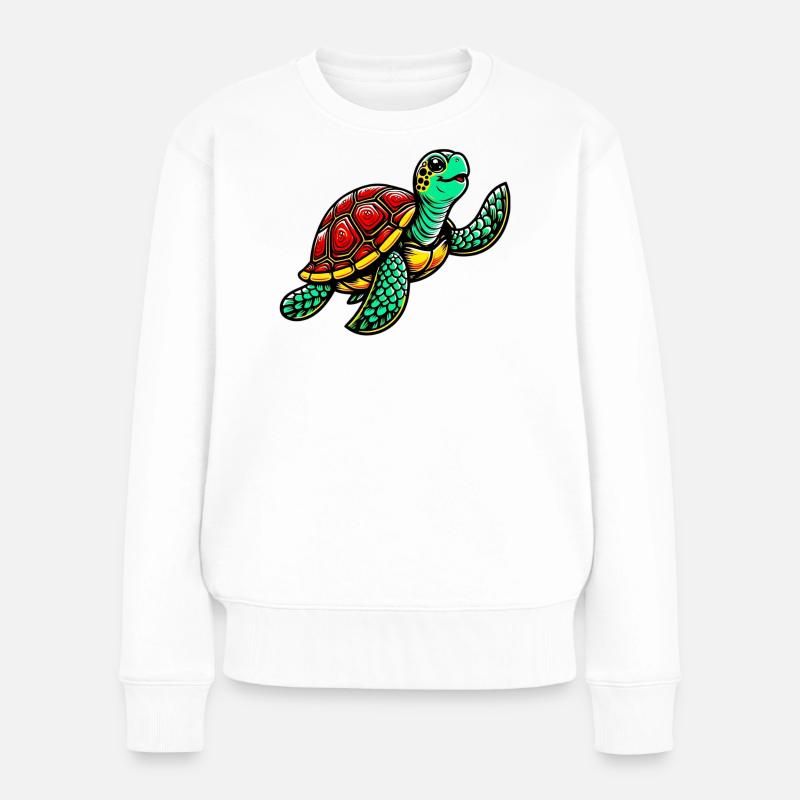 Schildkröte - Frauen Premium Bio Pullover - Weiß