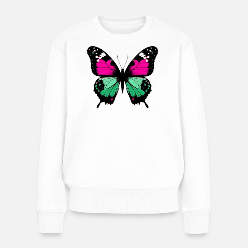 Schmetterling - Frauen Premium Bio Pullover - Weiß
