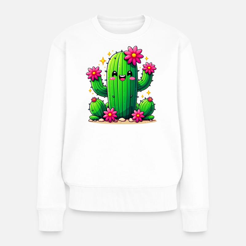 Kaktus - Frauen Premium Bio Pullover - Weiß