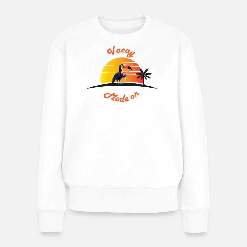 Toucan au coucher du soleil avec une boisson - Pull Premium bio Femme - blanc