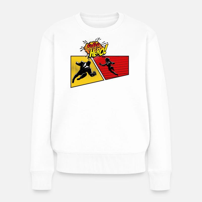 Panneau Pop Art Super-héros - Pull Premium bio Femme - blanc