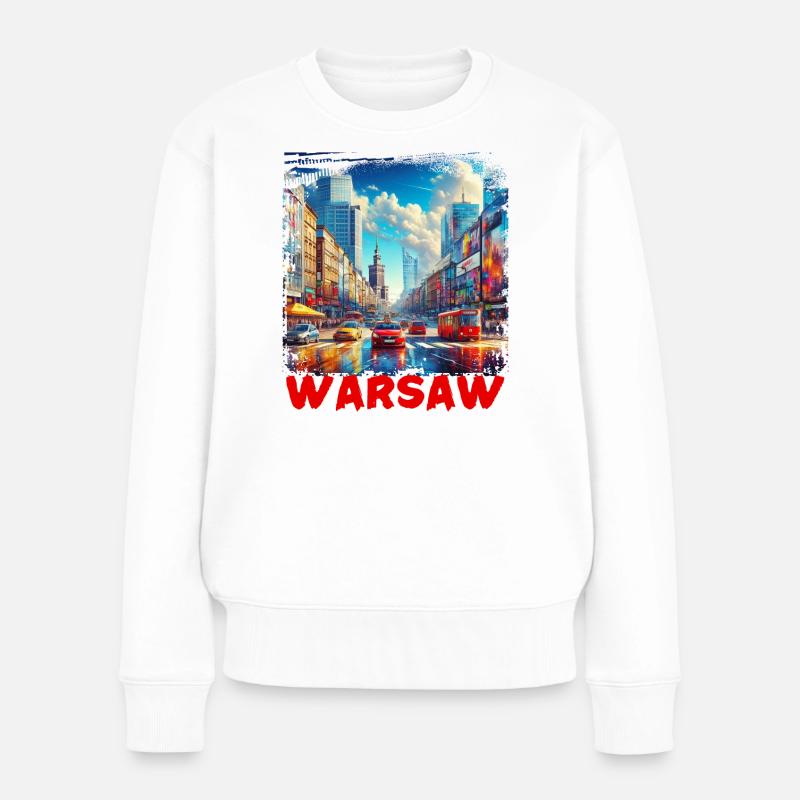 Warschau - Frauen Premium Bio Pullover - Weiß