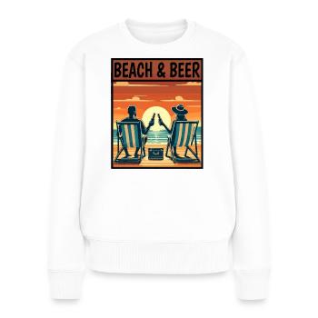 Strand & Bier Sonnenuntergang Entspannung Paar Urlaub - Frauen Premium Bio Pullover - Weiß - Vorne - Julia (174cm)