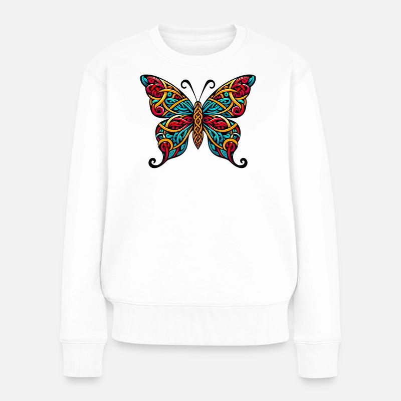 Schmetterling - Frauen Premium Bio Pullover - Weiß