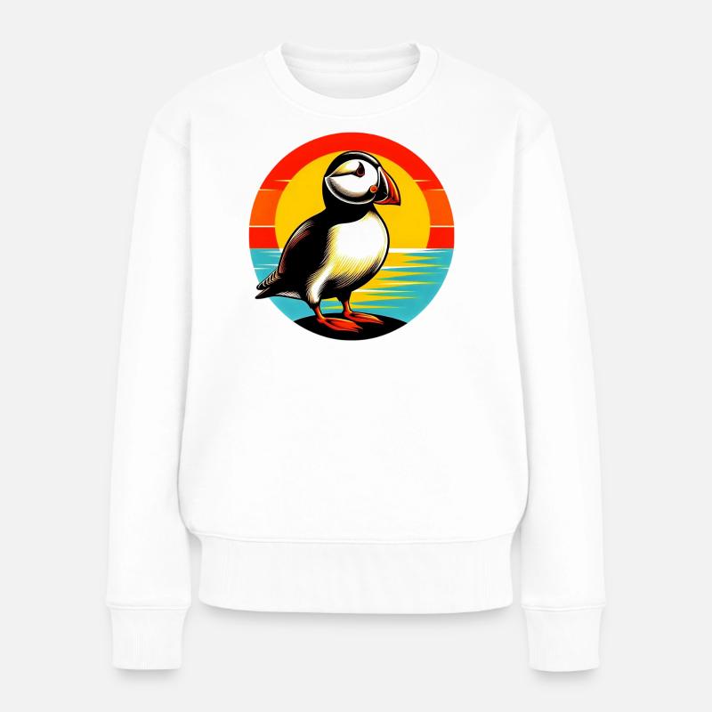 Atlantischer Papageientaucher - Frauen Premium Bio Pullover - Weiß