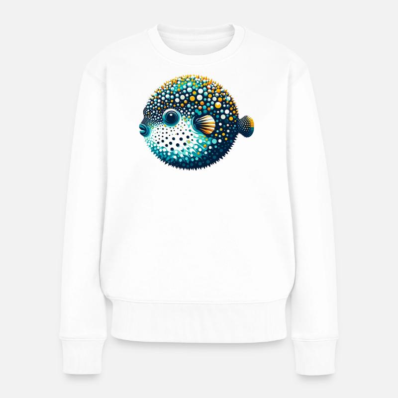 Kugelfisch - Frauen Premium Bio Pullover - Weiß