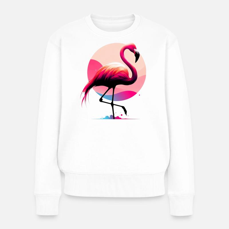 Flamingo - Frauen Premium Bio Pullover - Weiß