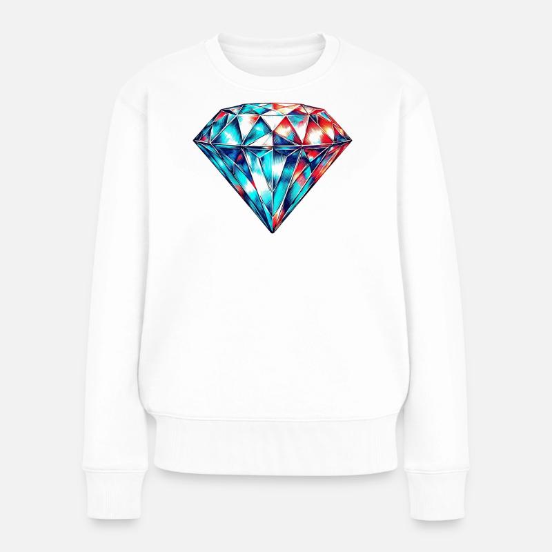 Diamant - Frauen Premium Bio Pullover - Weiß