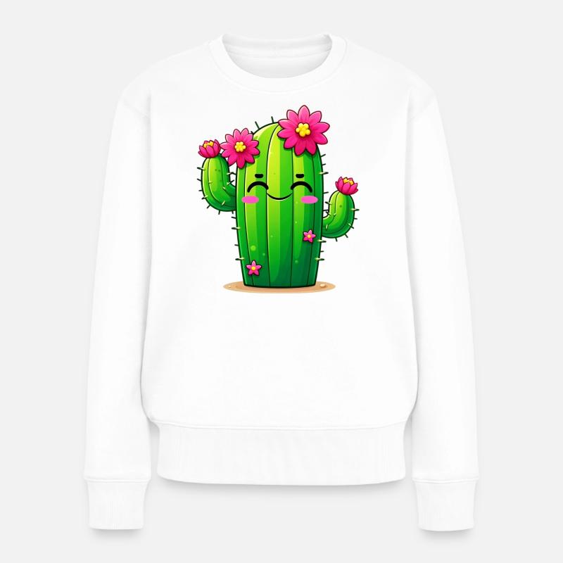 Kaktus - Frauen Premium Bio Pullover - Weiß