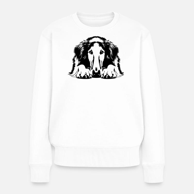Tête de barzoï avec pattes - Pull Premium bio Femme - blanc