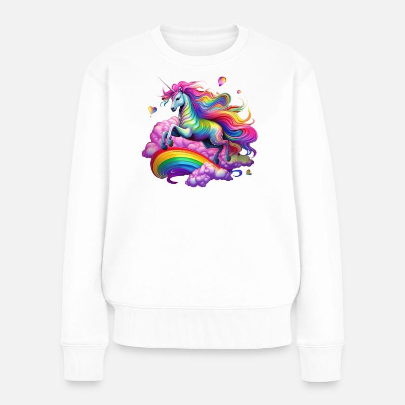 Licorne arc-en-ciel féerique - Pull Premium bio Femme - blanc