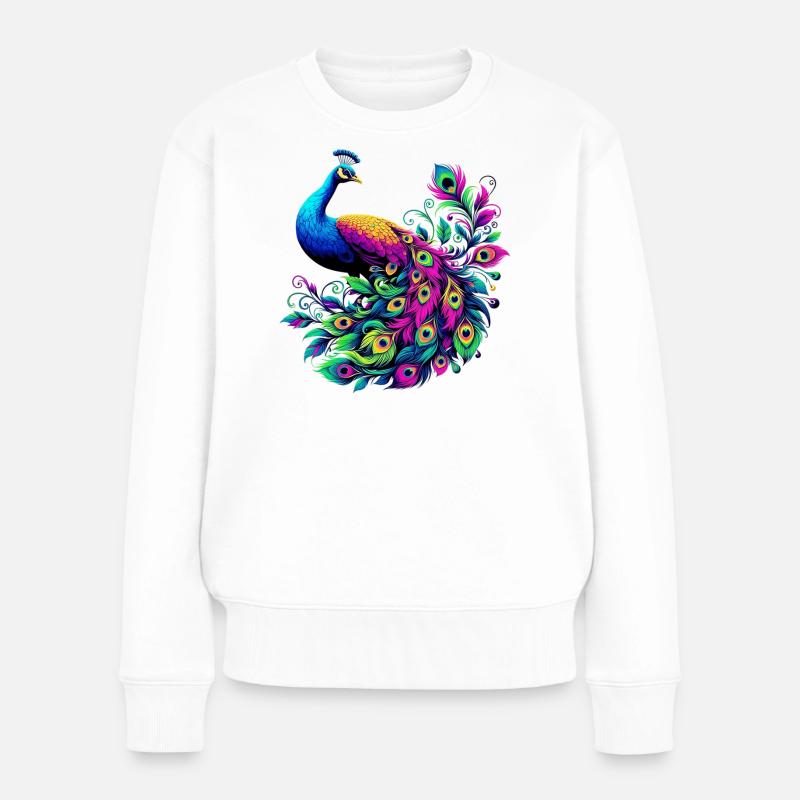 Pfau - Frauen Premium Bio Pullover - Weiß