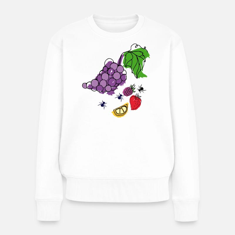 Obst mit Insekten - Frauen Premium Bio Pullover - Weiß