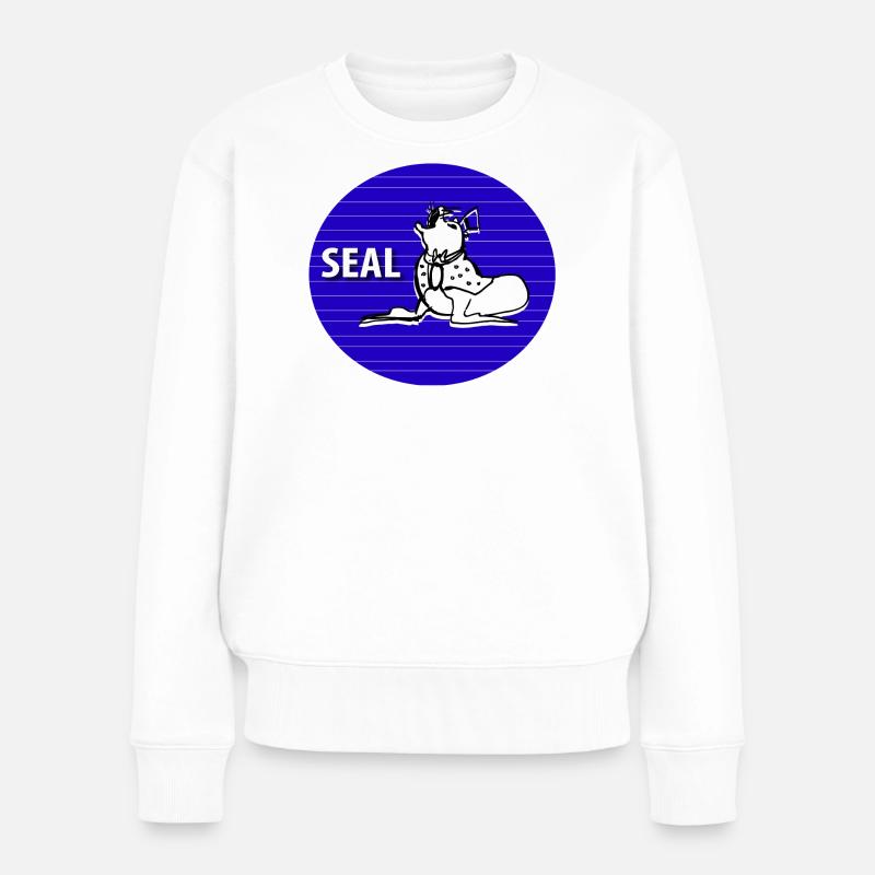 Seehund - Frauen Premium Bio Pullover - Weiß