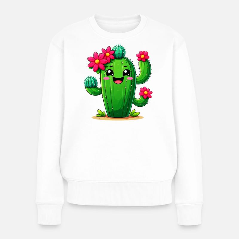 Kaktus - Frauen Premium Bio Pullover - Weiß