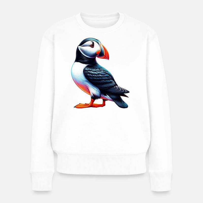 Papageitaucher - Frauen Premium Bio Pullover - Weiß