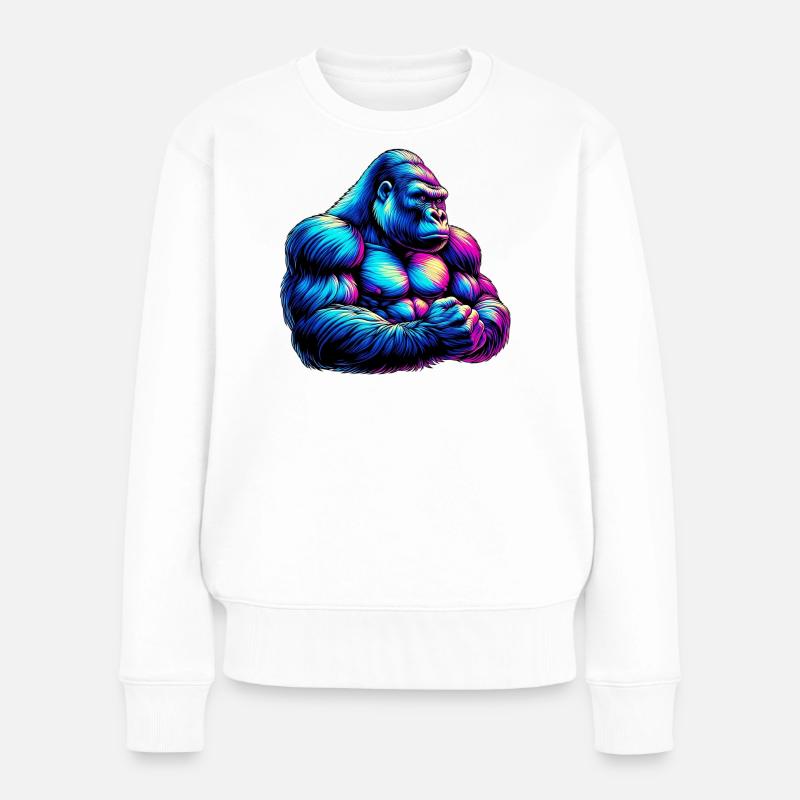 Gorilla - Frauen Premium Bio Pullover - Weiß