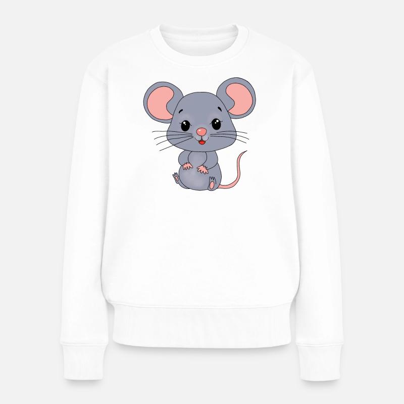 Maus Mäuse - Frauen Premium Bio Pullover - Weiß
