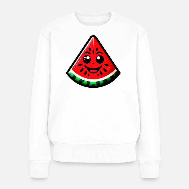 Wassermelone - Frauen Premium Bio Pullover - Weiß