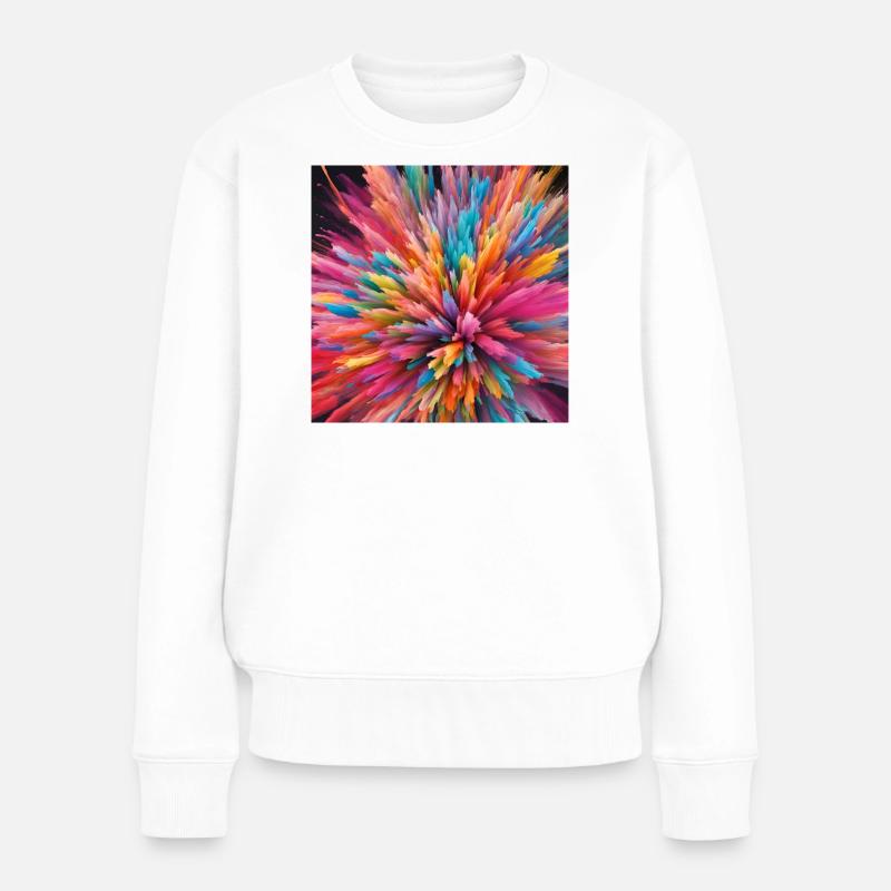 Farbexplosion - Frauen Premium Bio Pullover - Weiß