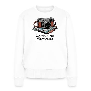 Conception d’appareils photo vintage pour les créatifs - Pull Premium bio Femme - blanc - Devant - Julia (174cm)